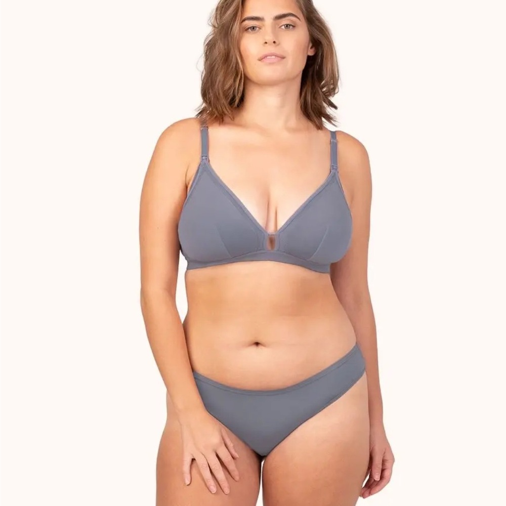 Lively Busty Nursing Bra Mesh Trim Bralette | Smoke | Sz 1, 30DD-32DDD